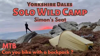 WILD CAMPING on Simon’s Seat Summit YORKSHIRE DALES UK Backpacking on MTB Winter OSPREY Exos 38 | 48