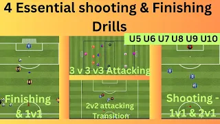 4 ESSENTIAL Football/soccer Finishing Drills - SHOOTING u5 u6 u7 u8 u9 u10 soccer drills for kids