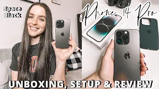 IPHONE 14 PRO UNBOXING & SET UP | Testing Dynamic Island + Camera | Space Black