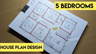 5 bhk simple house plan II 5 bedroom home design II 5 kamra ghar ka naksha