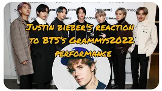 Justin Bieber's reaction to BTS butter performance at the Grammys2022🤩🤩🤩giving a standing ovation❤🔥🔥