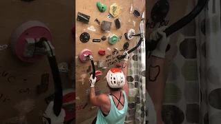 Dry tooling on my home wall testing out some stone holds ⛏🧗🏼‍♀️