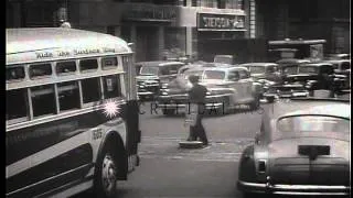 Signs, traffic, and street views in area of Times Square in New York City, United...HD Stock Footage