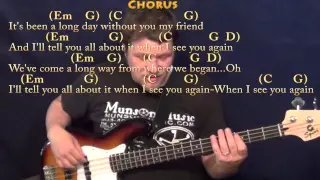 See You Again (Wiz Kahlifa) Bass Guitar Cover Lesson in Em with Chords/Lyrics