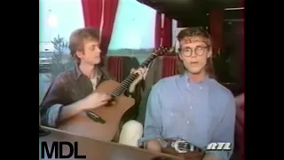 A-HA PERFORMING SEEMINGLY NON STOP JULY ACAPELLA ON TOUR BUS FOR RTL TV IN 1991