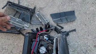 Forklift destruction, running over a mini heater