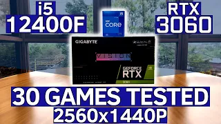 i5 12400F + RTX 3060 tested in 30 games | highest settings 2560x1440p benchmarks!