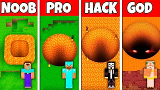 Minecraft Battle: NOOB vs PRO vs HACKER vs GOD! LAVA ROUND TUNNEL HOUSE BUILD CHALLENGE in Minecraft