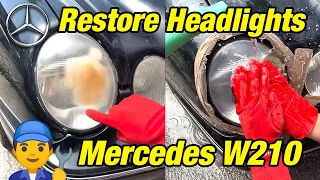 How to restore burned headlights on a Mercedes W210