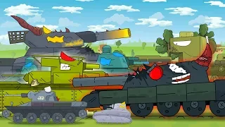 Huge Tanks on the battlefield. War tank cartoon for kids. Monster Truck children.