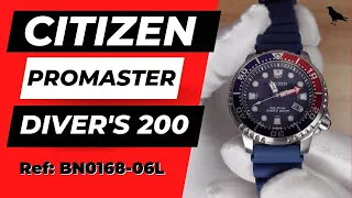 CITIZEN PROMASTER DIVER'S 200 Watch review|Eco-drive Ref:BN0168-06L/ Affordable Dive watch