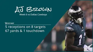 AJ Brown WR Philadelphia Eagles | Every target and catch | 2022 | Week 6 vs Dallas Cowboys