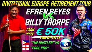 EPIC POOL BATTLE! €50K on the Line - Who Will Win? Efren Reyes vs Billy Thorpe!