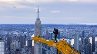 CLIMBING TWO CRANES, 1,000 FT OVER MANHATTAN SKYLINE!