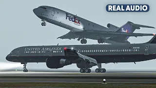 Terrifying Moments as Two Massive Jets Nearly Collide on a Foggy Providence Runway (With Real Audio)
