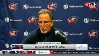 John Tortorella frustrated by the Blue Jackets offensive aggression | POSTGAME PRESSER