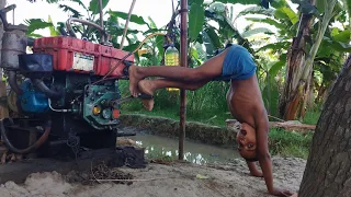 three strong  village boy new Z.D machine start video. water pump washing start videos.