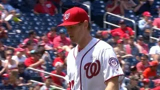 MIA@WSH: Strasburg strikes out seven over six innings