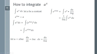 How to Integrate a^x (Constant to a Power Integration)