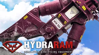 Hydraulic Combi Cutters doing primary demolition! Hydraram HCS-72U crushing concrete and steel