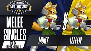 moky vs Leffen - Melee Singles Top 24: Losers Round 1 - The Big House 10 | Fox vs Fox