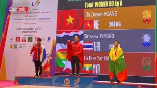 Hoàng Thị Duyên giành HCV cử tạ nữ, phá kỷ lục chính mình SEA Games 31