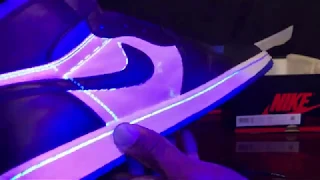 Air Jordan 1 Royal Toe real fake review. UV light