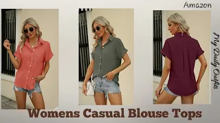 Womens Casual V Neck Blouse Tops // Daily Outfits #shorts #trend #outfits #amazon