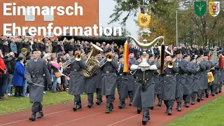 German honor formation marches in with marching music (regimental salute) - pledge of allegiance