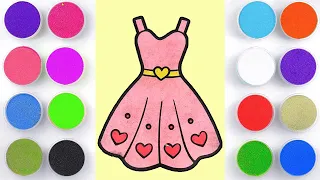 Sand painting and coloring princess dress for kids