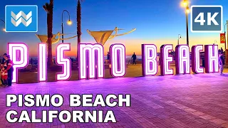[4K] Sunset at Pismo Beach Pier in San Luis Obispo County, California USA - Walking Tour 🎧 Binaural