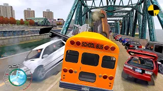 GTA 4 Crazy School Bus Crashes Ep.36