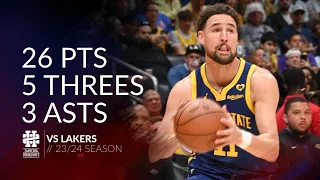 Klay Thompson 26 pts 5 threes 3 asts vs Lakers 23/24 season