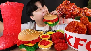 ENG SUB) ASMR MUKBANG CHEETOS FRIED CHICKEN BURGER & STRETCHY CHEESE & FRIED CHICKEN EATING SOUND !