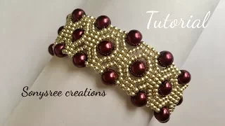 DIY Pearl Beaded bracelet, square Stitch (TUTORIAL)