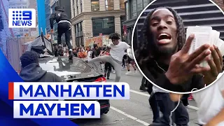 Thousands riot in New York following influencer’s out-of-control giveaway | 9 News Australia