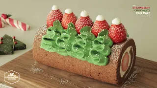 🎄크리스마스🎄 딸기 초코 롤케이크 만들기 : Christmas Strawberry Chocolate Roll Cake Recipe | Cooking tree