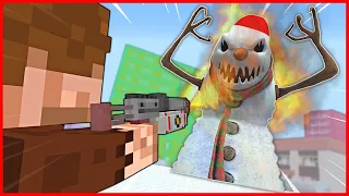 ALİ, NOEL BABA VE KARDAN ADAMI LAV SİLAHI İLE ERİTTİ! 😱 - Minecraft