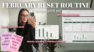 FEBRUARY RESET 💸 | monthly budget w/ me, low expense month?, goal setting, credit card chat & more!
