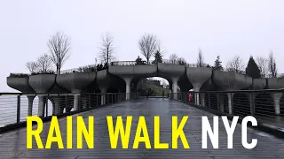 NYC Rain Walk: Hudson Yards, High Line, Gansevoort Peninsula, Little Island | 4K