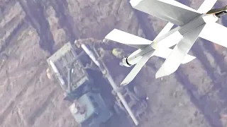 Удар дрона Ланцет в редкий миномет М-240 армии Украины