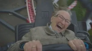 Hilarious! Daredevil Grandma rides roller coaster for the first time