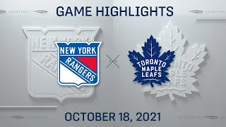 NHL Highlights | Rangers vs. Maple Leafs - Oct. 18, 2021