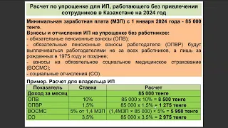 Расчет по упрощенке для ИП, работающего без привлечения сотрудников в Казахстане на 2024 год