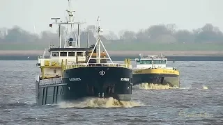 coaster SLETRINGEN J8B3396 & riverbarge TMS STOLT EMSLAND PA4756 Emden merchat vessels