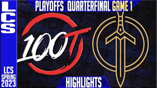 100 vs GG Highlights Game 1 LCS Spring 2023 Playoffs Quarterfinal 100 Thieves vs Golden Guardians G1