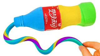 Satisfying Video | How To Make Rainbow Coca Cola Box with Kinetic Sand, Playdoh Cutting ASMR #348