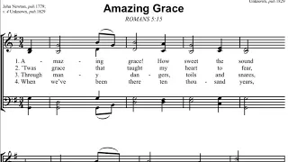 Amazing grace SATB piano sheet music with lyrics