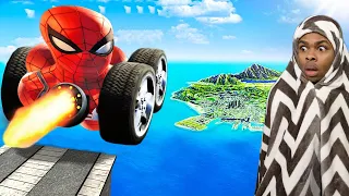 JUMPING SPIDERMAN CARS ACROSS ENTIRE MAP IN GTA 5! (GTA 5 MODS RP)