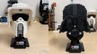 LEGO Star Wars Scout Trooper Helmet & Darth Vader Helmet | 75305 & 75304 | Speed Build